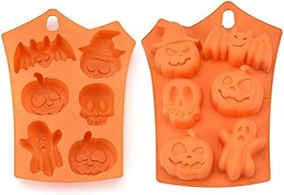 QWEPU 2 PCS Halloween Moule, citrouilles d'halloween en Silicone Moule à gâteau Moule à Chocolat Fondant Bonbons Moule Moule à gâteau Orange Silicone antidérapant très résistant, gâteau de Cuisson