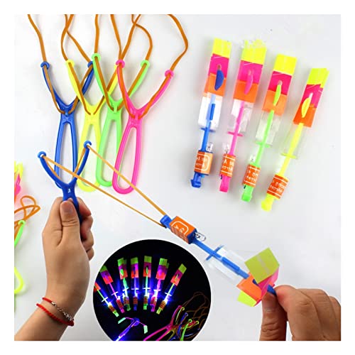 Audasi Broca de Diamante Diamante Helicóptero Vuelo Juguete, Lanzador de Cohetes para Niños, Helicóptero Juguete Luminoso, Led Flecha Cohete Helicóptero, elástico con tirachinas, Flecha voladora Cover