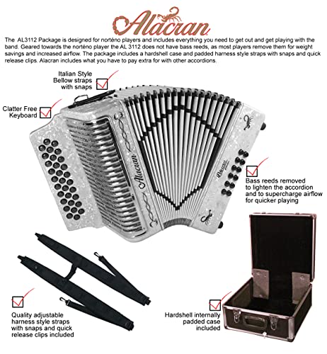 Alacran AL-3112-WH-SOL Al3112 Accordion Package: 31 Button thumb #1