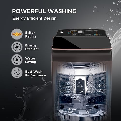Image of Havells-Lloyd 8.5 Kg 5 Star Fully Automatic Intelli Inverter Motor Top Load Novante IOT With With In Built Heater Washing Machine (GLWT855N12CB Copper Blush)