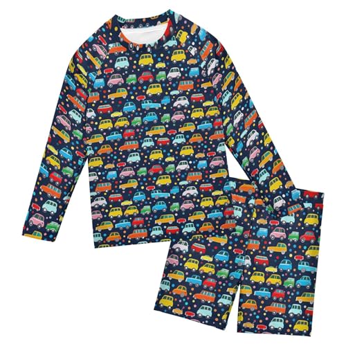Car Toy Cute Toddler and Baby Boys' 2-Piece Swimsuit Trunk, Long Sleeve Rashguard Bathing Suit B0402718