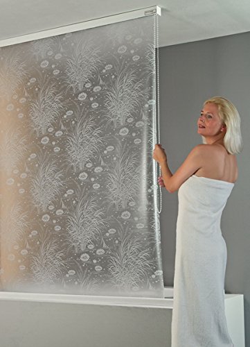 ECO-DuR 4024879000318 Kassetten Duschrollo 134 cm weiß - Seerosen weiß