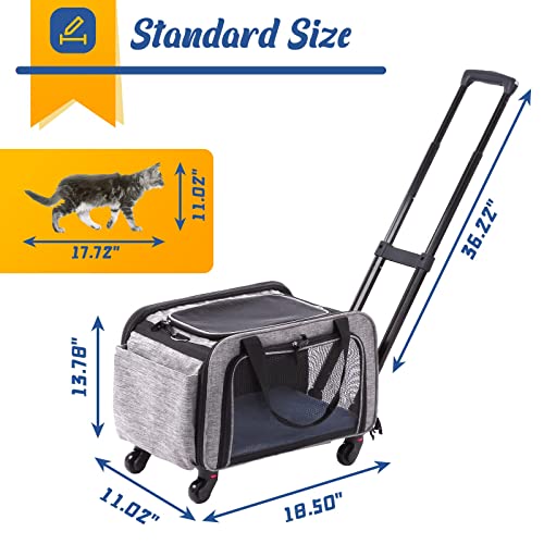 Dog Carrier Airline Approved,Tsa Approvedpet Carrier Airline Approved For Small Medium Dogs Cats,Cat Carrier With Wheels And Double Sturdy Handle (Grey) #TOP2