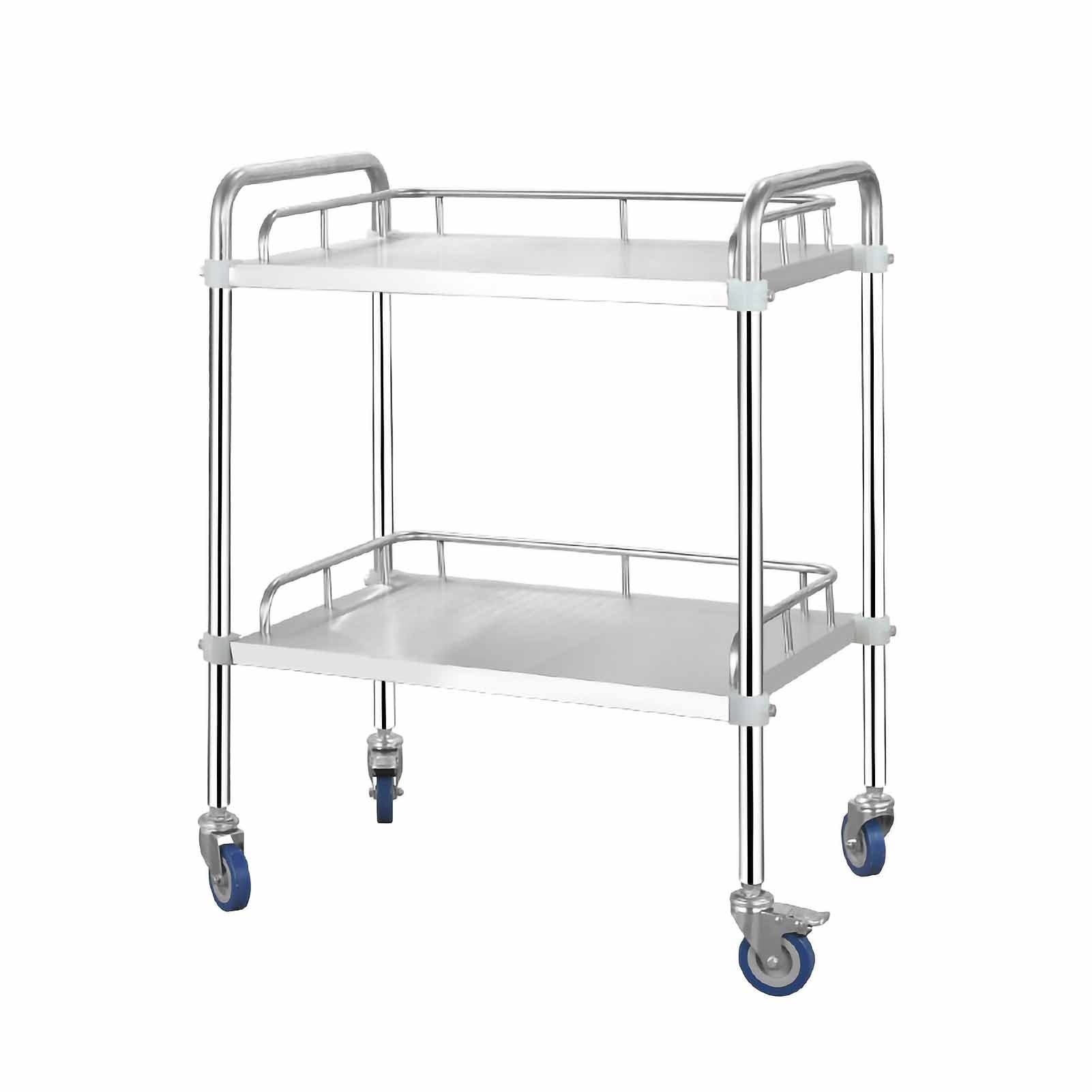 LJYKBFL Stainless Steel Utility Cart with 2 Shelves for Salon Beauty Lab Catering and Dental Service Commercial Rolling Cart nizer (66x44x86cm)