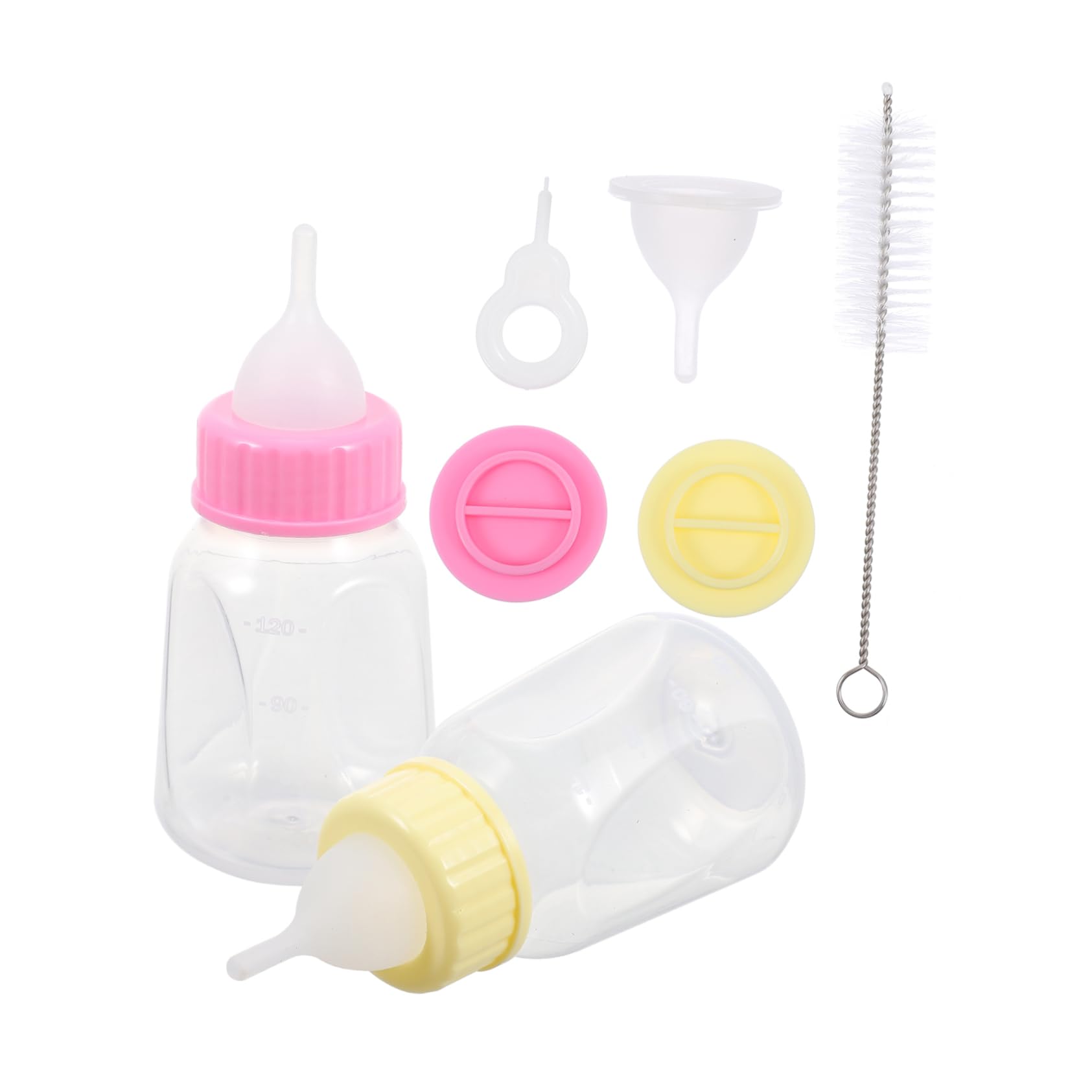 COLLBATH Practical Cat Milk Bottle Feeding Kit for Kitten 2pcs Plastic Pet Feeding Bottles Leak Design