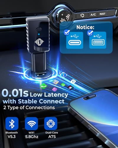 Image of CEROAN 2-in-1 Wireless CarPlay Adapter & Android Auto Wireless Adapter for Cars - Convert Wired to Wireless with Bluetooth 5.3 & 5GHz WiFi, Plug & Play, Auto Reconnect, Lag-Free for iOS /Android
