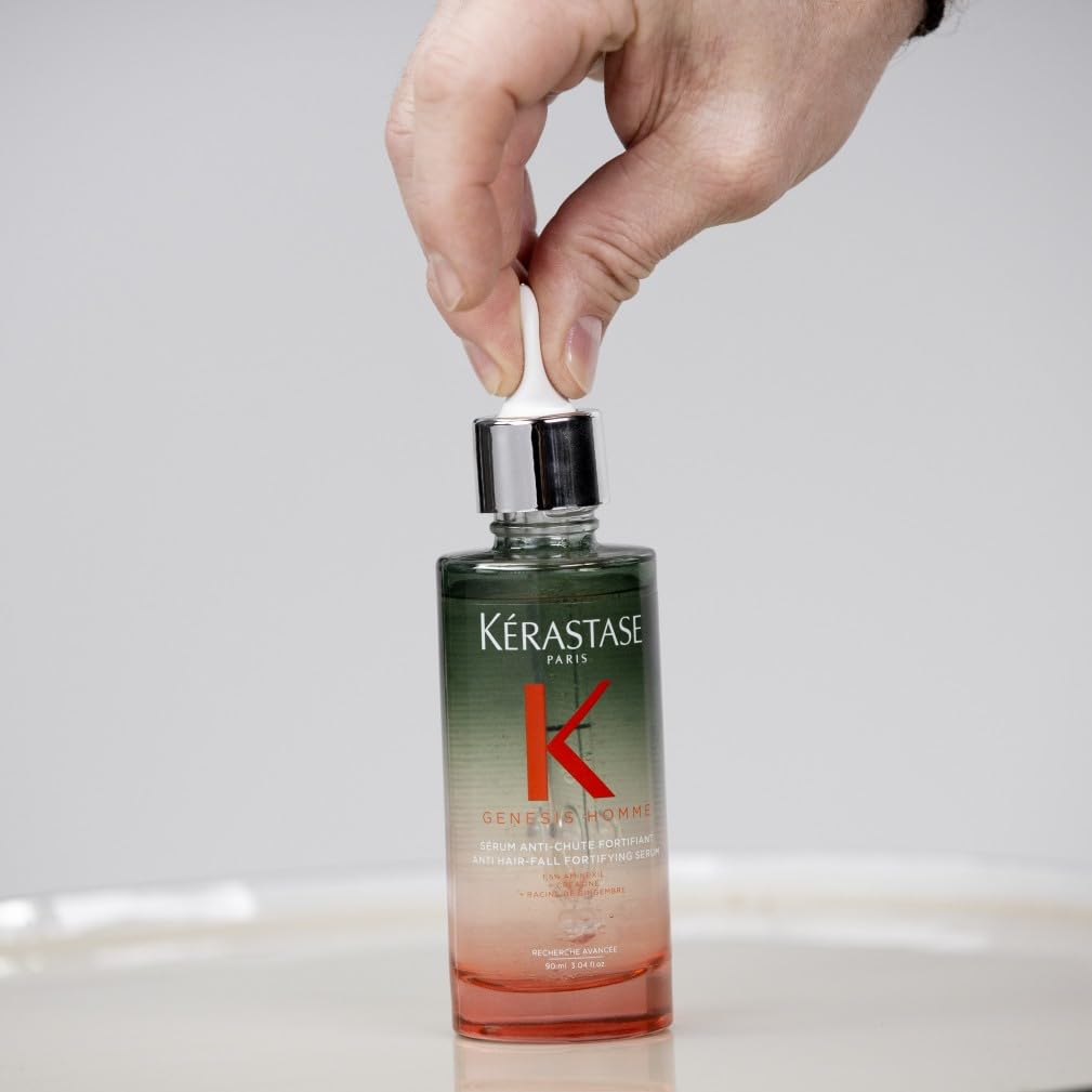 Kérastase Genesis Homme, Sérum Anticaída Fortificante con Aminexil, Para pelo fino y debilitado, Sérum Anti-Chute Fortifiant, 90 ml
