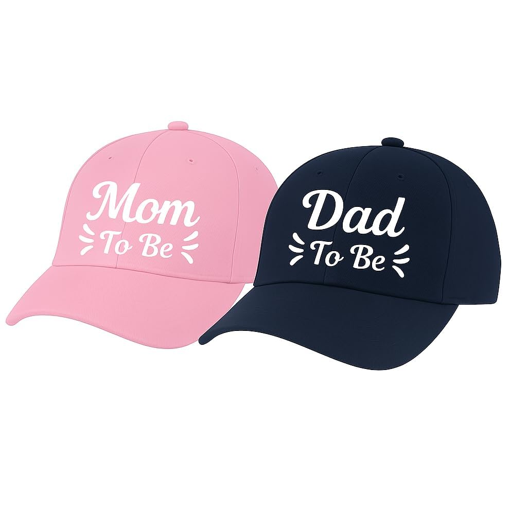AICA Mom to Be & Dad to Be Caps Blue and Pink - Adjustable Size - Pregnancy Maternity Photo Shoot Prop Cap | Prop Cap for Mom Dad to be| Baby Shower Decoration Items-picture-41