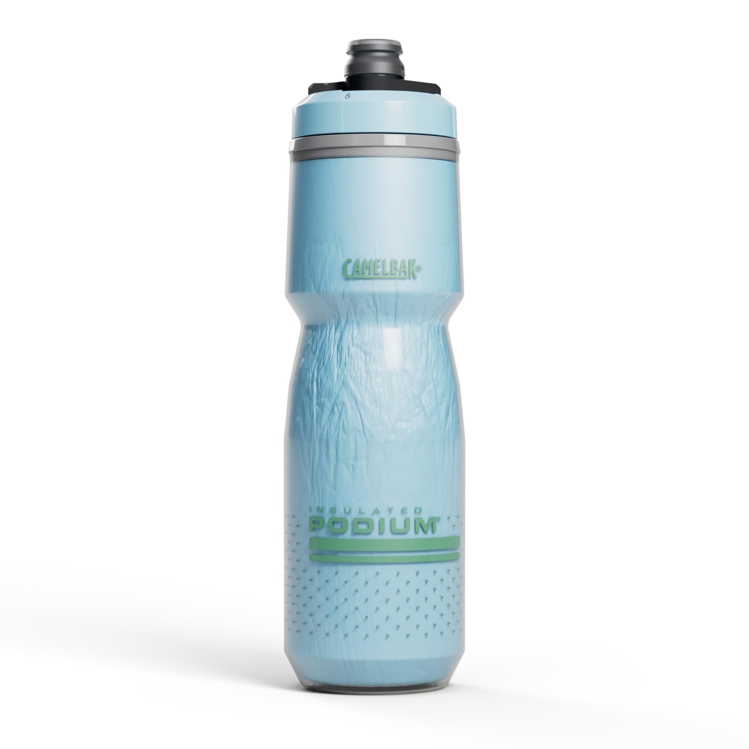CamelBak Podium Chill Outdoor Water Bottle 24oz, Crystal Blue | Easy Squeeze Design, Double Wall Insulation, High Flow Self Sealing Cap, Secure Bike Cage Fit, Durable Cycling Bottle