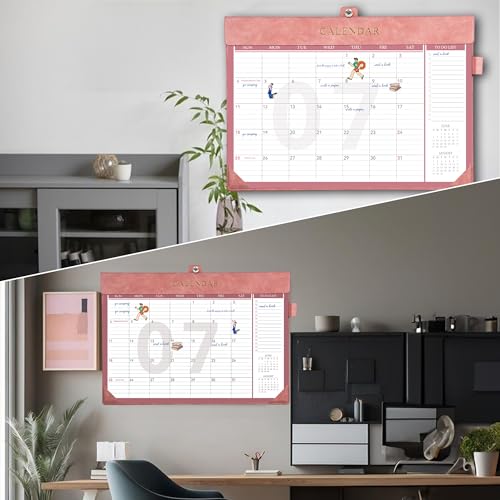 Image of Yoment Desk Calendar 2026 Leather Desk Calendar with To-Do Lists, 13 Months Desk Pad Wall Calendar with Pen Holders PVC Cover for Work Office School Home Women Men, Jan 2026-Dec 2026, 17 x 12, Pink
