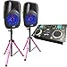 15 Inch Lighted DJ System with Stands, Adkins Professional Audio, DJSYS-83