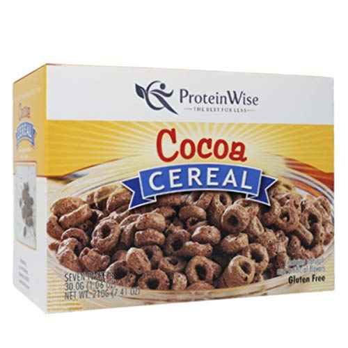 Proteinwise Cereal, Cocoa, High Protein, Healthy Snacks, Low Carb, Low Calorie, Kids Snacks, Bariatric, Kosher, 7/Box
