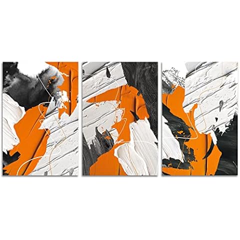 Muzagroo Art Abstract Canvas Wall Art for Living Room Modern Abstract Artwork for Home Wall Decor Orange Abstract Pictures Printed Art Bedroom Decorations 3 Panels Ready to Hang M Cover