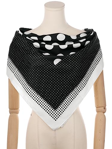 Women Polka Dots 35"x35" Large Square Scarf, Satin Silk Like Neckerchief Head Wrap Bandanas Neck Scarves2