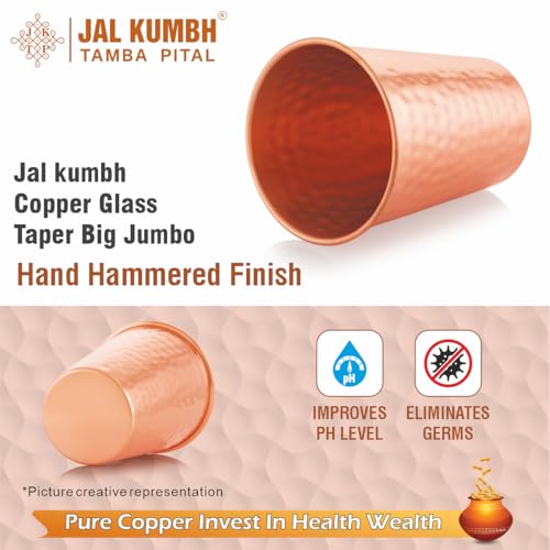 Image of Pure Copper Glasses Tapper Big Jumbo Water Glass Pure Tamba Glass for Drinking & Serving Water Tumbler-350 ML