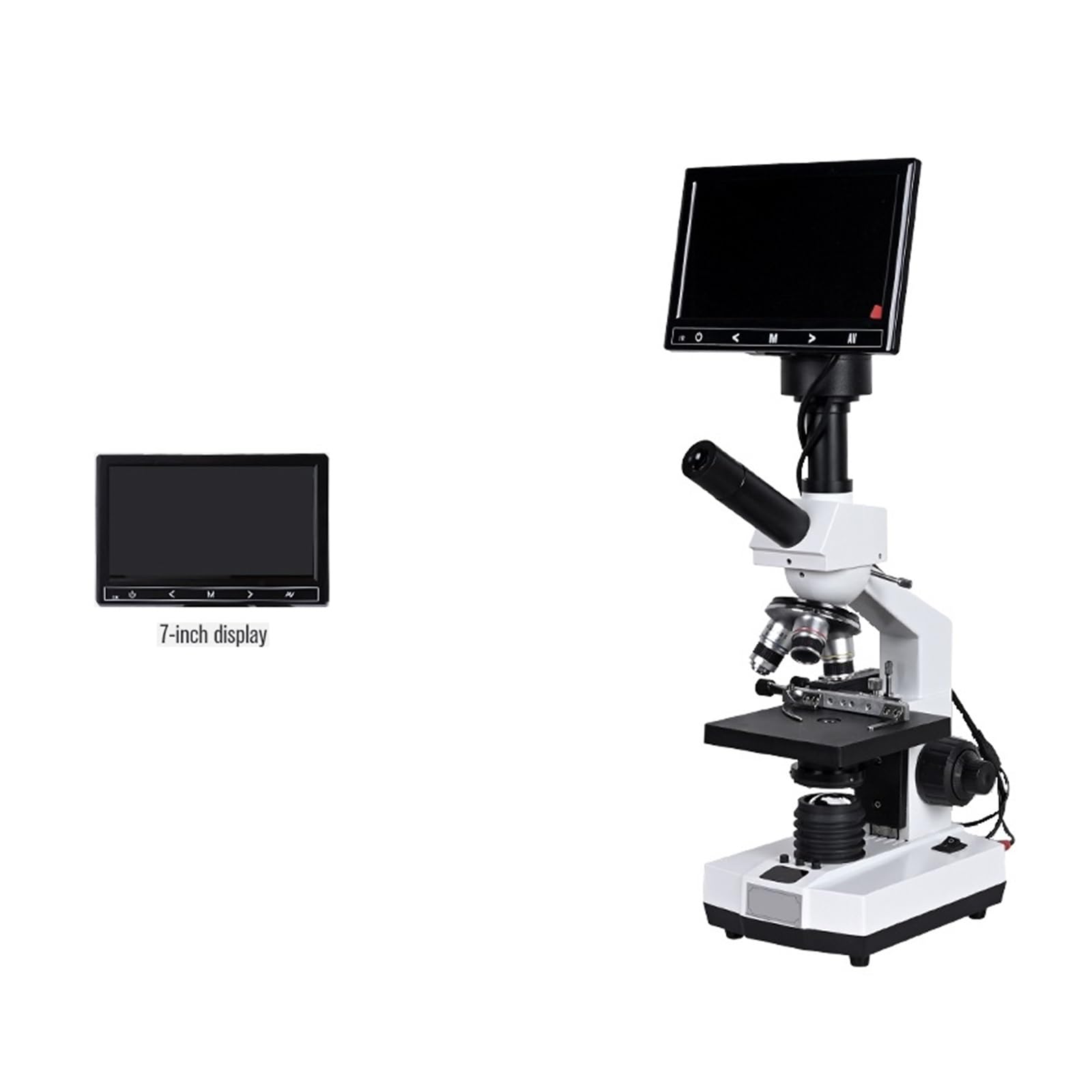 Microscopio Binocular HD biológico de Laboratorio con Zoom de 2000X y Ocular Digital electrónico de 5 MP con USB, fácil de Usar.，7 Inch Screen