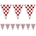 RUBFAC 170ft 120pcs Checkered Banner Red and White Polyester Pennant Banner Flags for BBQ Picnic Birthdays Party Festivals Decor