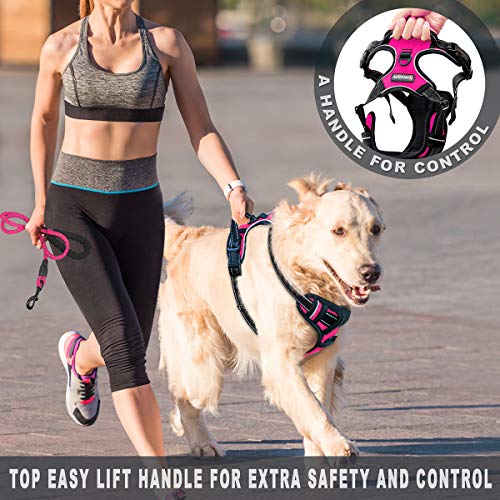 BARKBAY No Pull Pet Harness Dog Harness Adjustable Outdoor Pet Vest 3M Reflective Oxford Material Vest for PINK Dogs… - Image 4