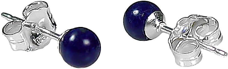 Trustmark 14K White Gold 4mm Natural Lapis Lazuli Ball Stud Earrings