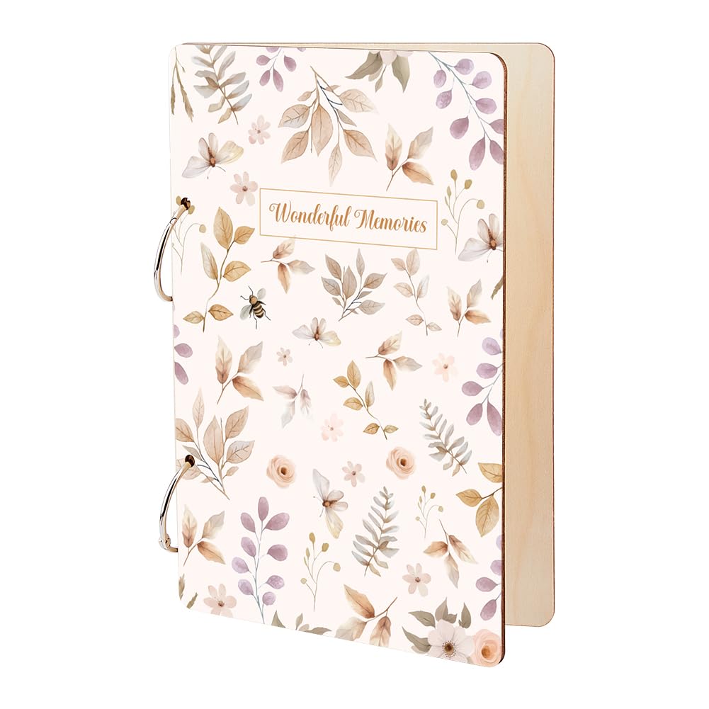 SUPERDANT Wonderful Memories Greeting Card Holder Organizer Wooden Card Keeper Binder Planning Book Boho Plants Birthday Cards Keeper Photo Album