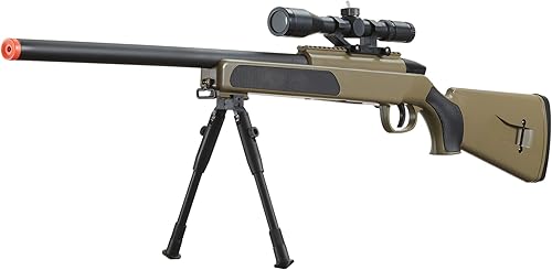 Miniatura 1 de 420 FPS Durable Polymer MK51 Bolt Action Airsoft Sniper Rifle Full Metal Bolt wScope