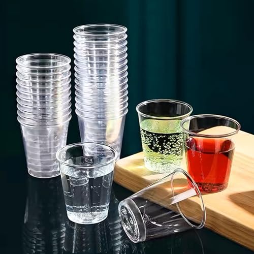 Zcaukya 500 Shot Glasses, 1oz Clear Plastic Disposable Hard Cups, Mini Cups Great Container for Sauce, Sample Tasting, Jello Shots, Pudding