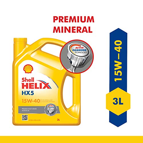 Image of Shell Helix HX5 15W-40 API SN Premium Mineral Engine Oil for Diesel & Petrol Cars (3 L)