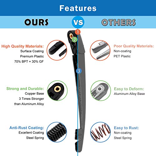 Wti Rear Wiper Arm Blade Set Compatible With Honda Crv 2007-2011 Cr-V Suv Rear Windshield Window Wiper Kits Assembly New Replacement Accessories Parts Fit 76720Swa003 76720-Swa-003 #TOP2