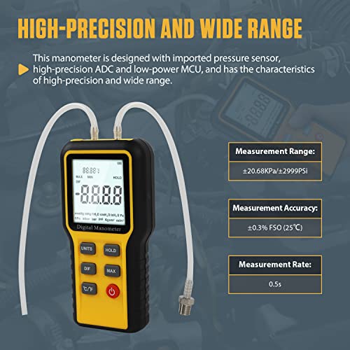 Vkaltul DM101 Manometer Gas Pressure Tester,Manometer Hvac,Digital Manometer Gas Pressure Tester,Manometer Lp Gas Pressure Tester,Digital Manometer Hvac thumb #2