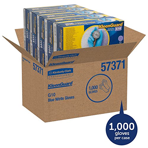 Image of Kleenguard G10 Blue Nitrile Gloves (57371), Small (Sml.), Powder-Free, 6 Mil, Ambidextrous, Thin Mil, 100 Gloves / Box, 10 Boxes / Case