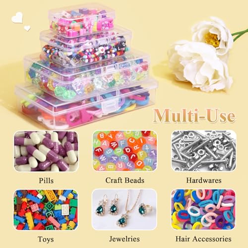 Image of 60 Pieces Small Plastic Bead Organizer Container, Mini Clear Storage Box with Hinged Lid for Beads, Ear Plugs, Eye Lash, Small Items (1.37 x 1.37 x 0.7 Inch)