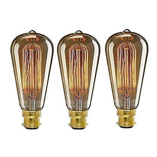 Proxinova Set of 3 ST64 Vintage Light Bulb Retro Old fashioned Edison Style B22 40W Incandescent Edison Bulb Squirrel Cage Tungsten Filament Antique Lamp 220V- Dimmable  Damage Replacement Guarantee