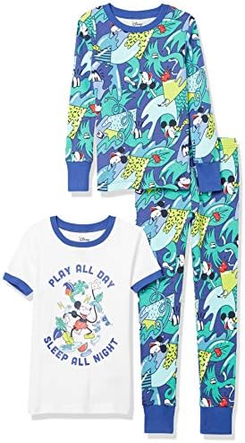 Amazon Essentials Disney | Marvel | Star Wars | Frozen Boys' Pajama Set (Previously Spotted Zebra), White/Blue Mickey Classic, X-Small