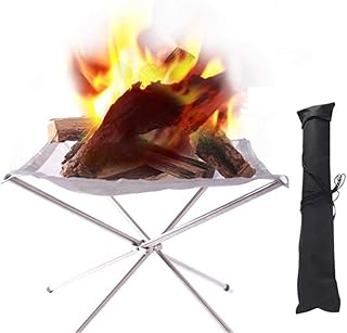 Portable Outdoor Fire Pit Camping Collapsing Steel Mesh FirePlace Folding Wood Burning Stove with Carry Bag