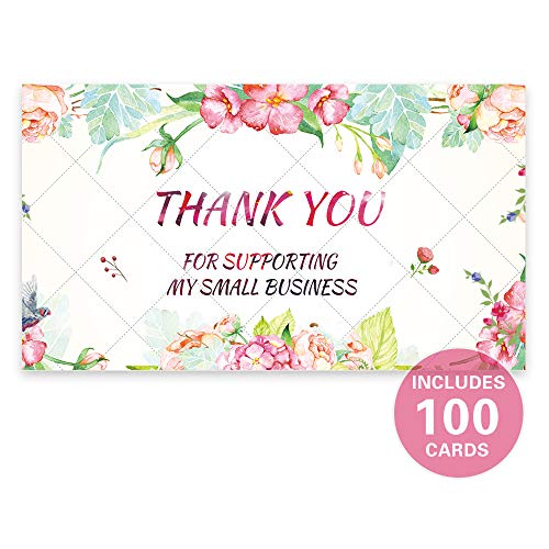 100 Pieces Thank You for Supporting My Business Cards Colorful Flower Customer Thank You Appreciation Cards Apply to Online,Retail Stores,Customer Package Inserts, Handmade Goods(2 X 3.5 Inch) - Thumbnail 6