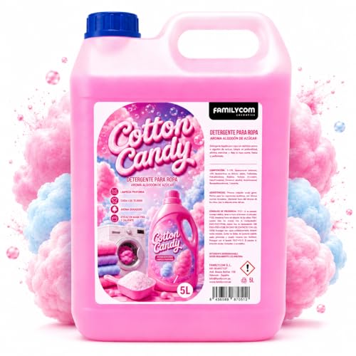 Familycom Detergente Líquido para Lavadora Algodón de azúcar, Detergente Concentrado para Ropa Blanca y de Color, 90 lavados, Jabón Natural para una Ropa Limpia, Cuidada y Perfumada
