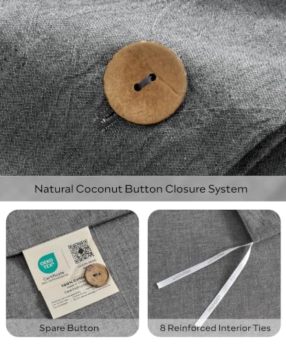Image of JELLYMONI 100% Washed Cotton Dark Gray Duvet Cover King, Linen-Like | OEKO-TEX Certified, Soft, Breathable Percale Bedding with Natural Wrinkle Texture, Button Closure, 3-Piece Set, 104 inchx90 inch