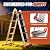 Soctone Telescoping Ladder, A Frame Ladder, Multi Position with Stabilizer Bar, 330 lbs Security Load Ladder for Stairs Household or Outdoor Roof, 17 Ft, Orange
