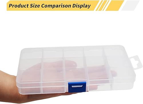 Miniatura 3 de Bettomshin Caja de almacenamiento de componentes de polipropileno de 6.69 x 3.94 x 0.91 pulgadas, organizador de plástico, contenedor ajustable, 15