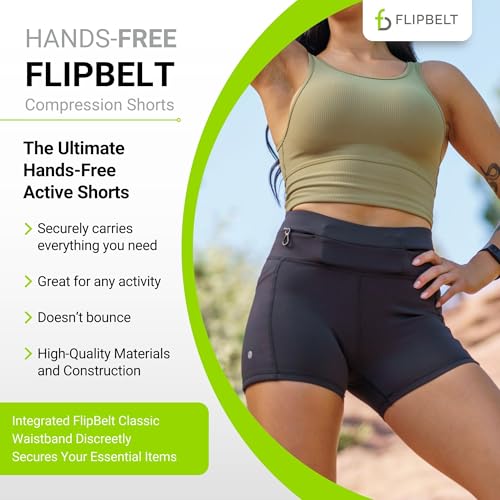 FlipBelt Womens High Waisted Compression Biker Shorts with Pockets for Women, Workout Fitness Running Shorts for Gym, Biking2