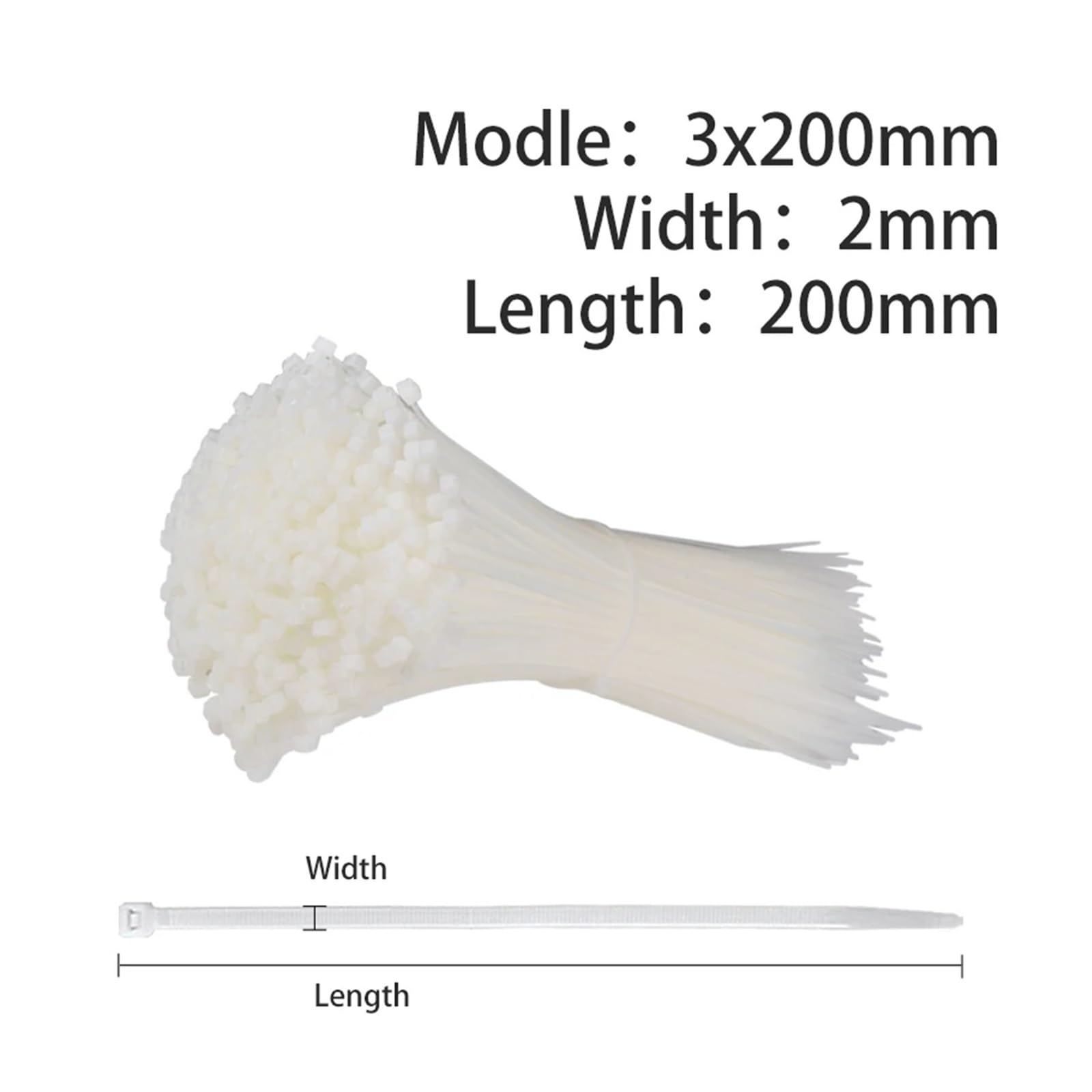Fascette stringicavo in nylon e plastica, autobloccanti, con anello di fissaggio regolabile, for casa, ufficio, giardino, filo con cerniera(WHITE,1000Pcs)