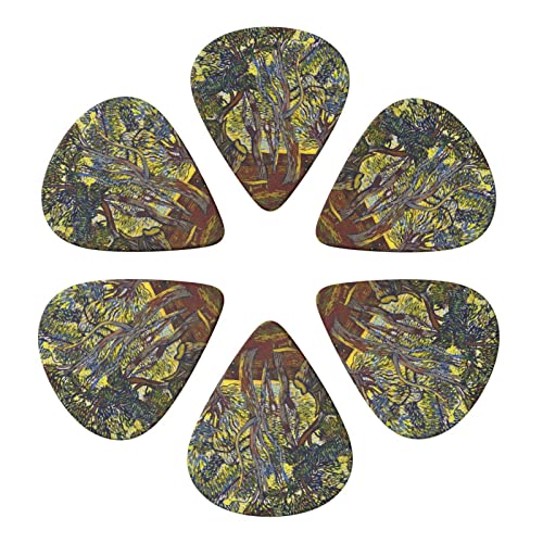ギターピック 6枚セット 0.46mm 0.71mm 0.96mm エレキギター ベース用ピック ウクレレ ギター ABS素材 エレクトリック アコースティック 弦楽器 初心者 トライアングル ピック( ヴィンセント・ファン・ゴッホ 『サン=ポール病院の庭