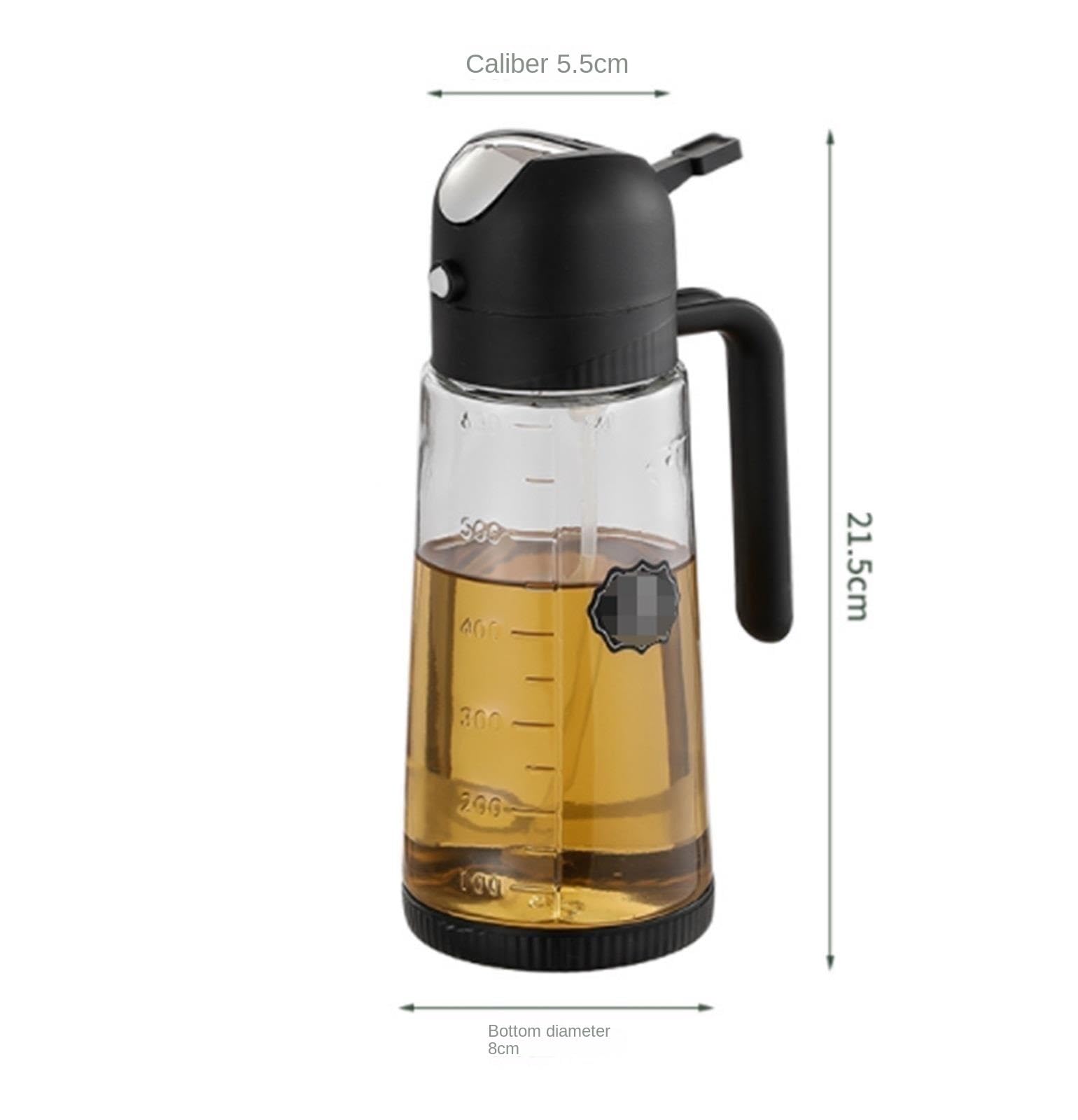 Dozownik do Oleju Kuchennego Rozpylacz Oleju 2 W 1 Dozownik Do Gotowania, Kuchni, Smażenia, Grillowania, Butelka Ze Spryskiwaczem Dozownik Octu i Oleju(Black,630ml)