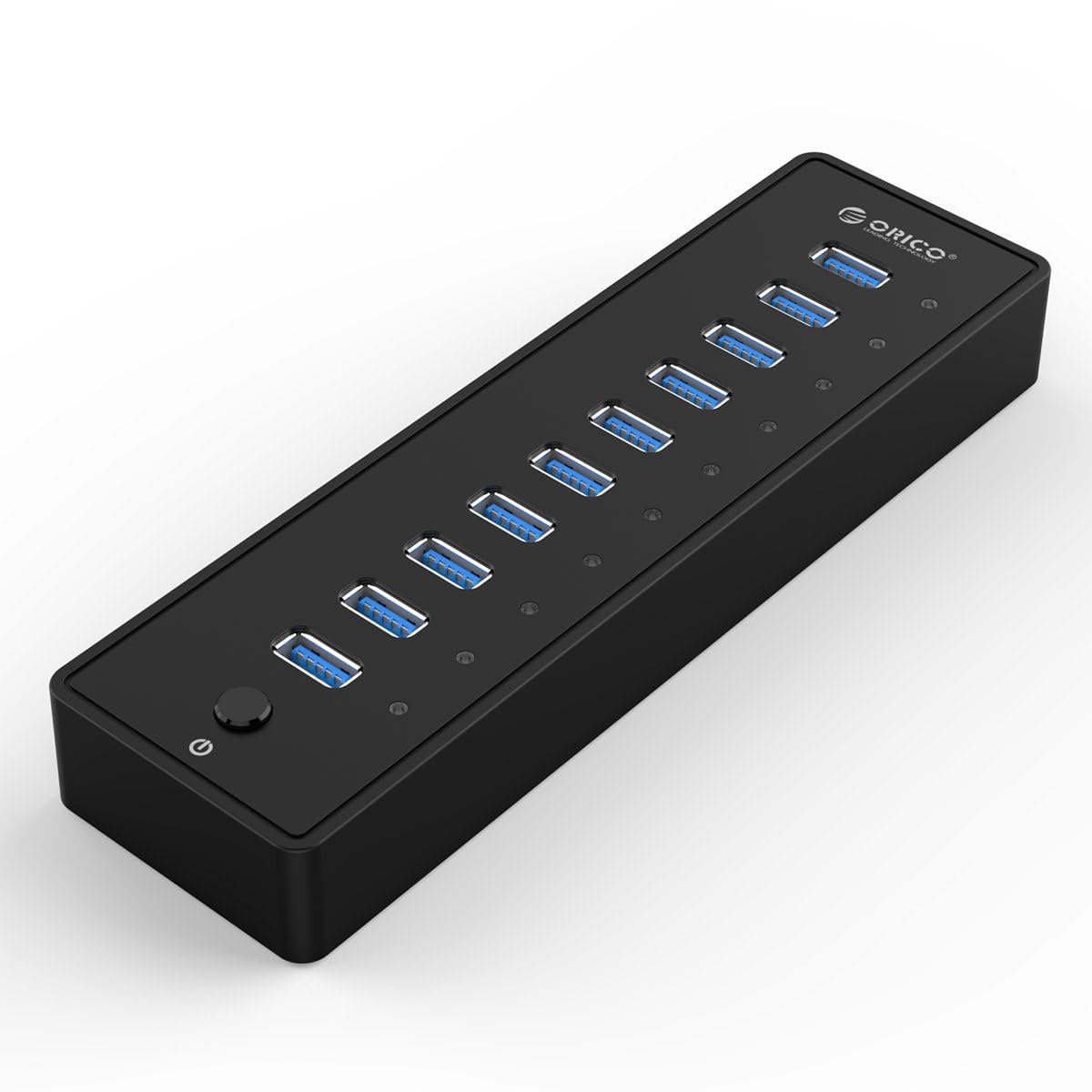 ORICO USB 3.0 Hub 10 Ports mit Netzschaltern und Netzteil 48W (12V4A), 5 Gbps Highspeed Datenhub für Desktop PC Computer Notebook MacBook iMac, Einschließlich Datenkabel Netzadapter Netzkabel