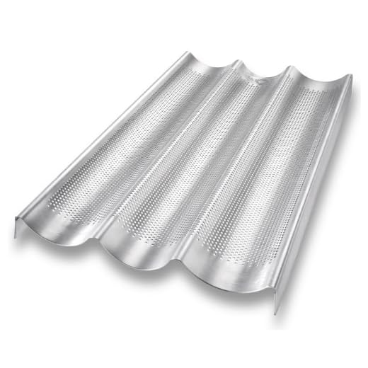 USA Pan Bakeware Aluminized Steel Perforated French Baguette Bread Pan, 3-Loaf