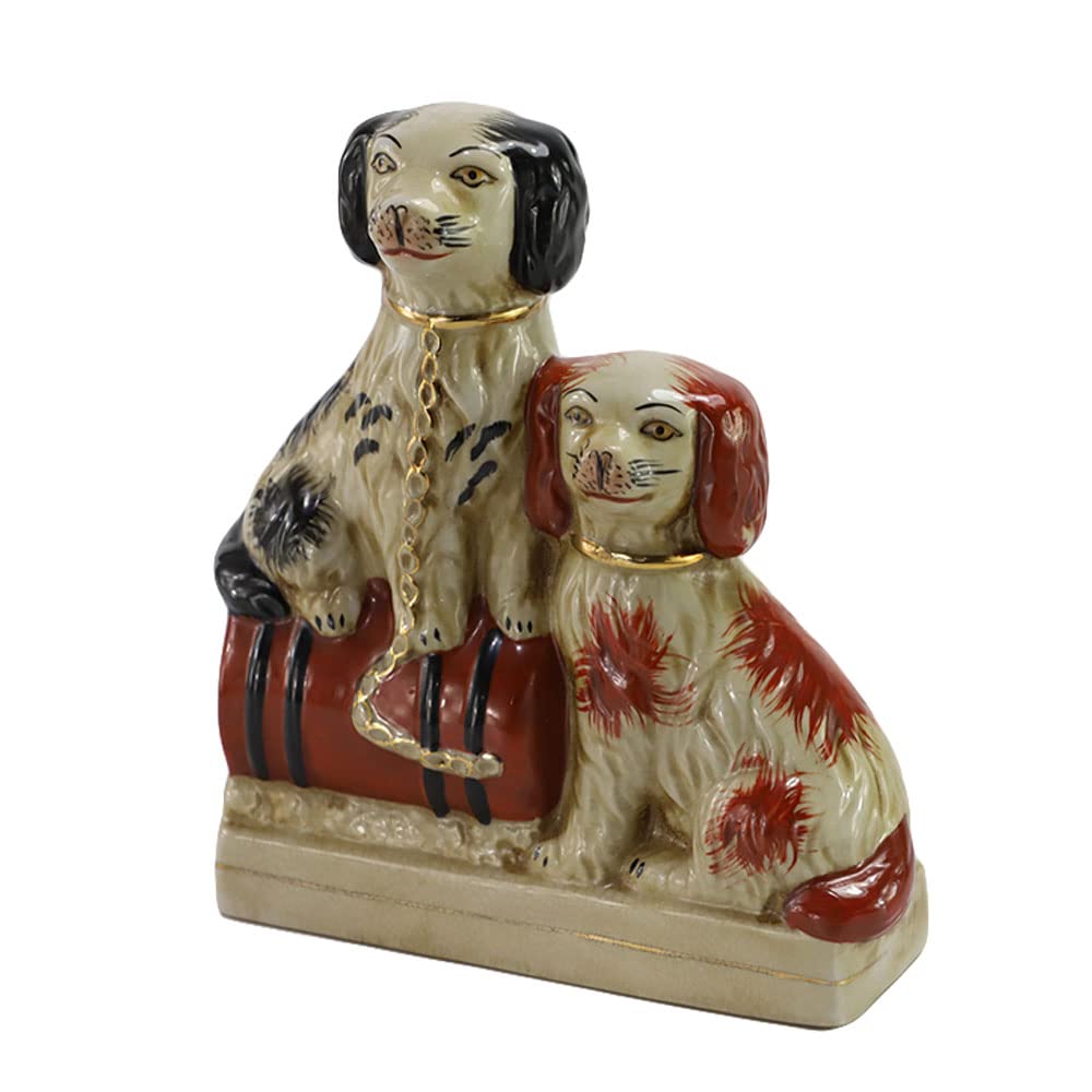 SYNWISH Hand-Painted Porcelain Dog Figurines Sitting on The Drum ,Ceramic Dog Collectibles for Home Decoration ,Unique Gifts - Image 3