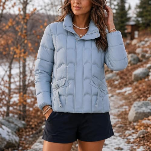 fartey Cropped Jacket Women Zip Up Quilted Puffer Coat Warm Padded Outwear - image 5