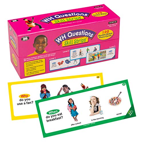 Super Duper Publications | WH Questions Skill Strips Photo Cards | Educational Learning Material for Children | Practice Expressive and Receptive Language Skills