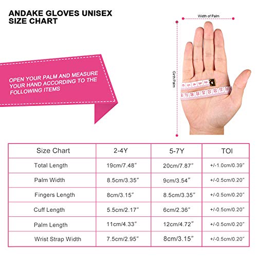 Andake Winter Warm Waterproof Kids Ski Mittens Gloves for Todder Baby Girls and Boys (Pink,5-8Y)