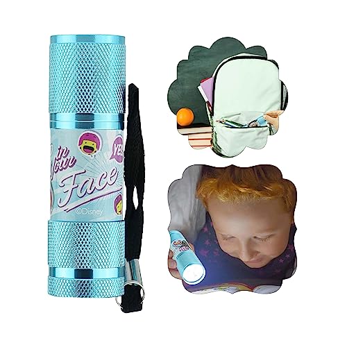 Soia Luna Torcia Super Luminosa, Torcia Tattica in Alluminio Azzurro con 9 LED per Bambini, Luce Notturna per Campeggio, Trekking, Corsa, Emergenza 3+ Anni - 8,7 cm